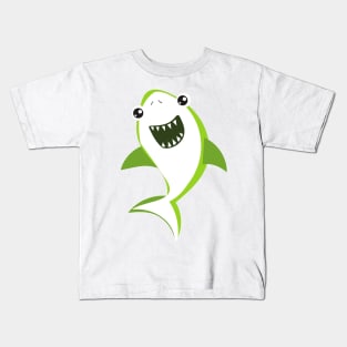 Cute Shark, Little Shark, Green Shark, Sea Animal Kids T-Shirt